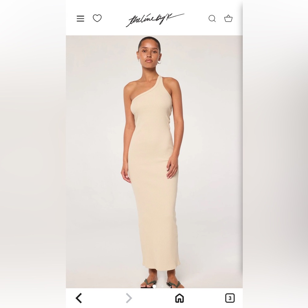 The Line by K Gael Ribbed Oat One-Shoulder Dress